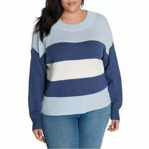 New Lucky Brand Womens Colorblock Design Long Sleeve Sweater